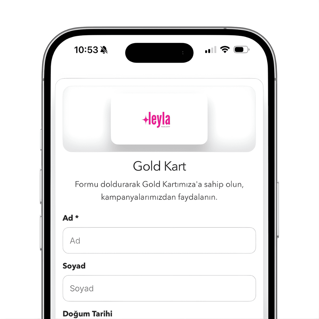A smartphone displaying a black and white digial loyalty card with barber icons and text options.